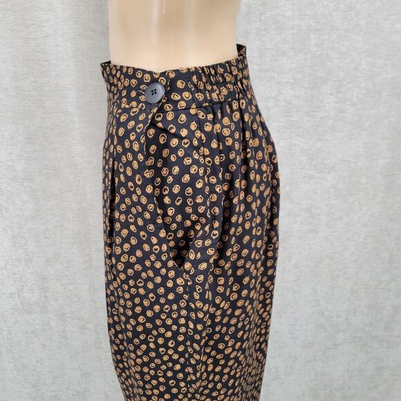 Carlo Moda Vintage Matching Set Black Gold Dot Trousers Blouse Illusion Neckline - Picture 5 of 15